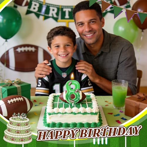 Football Birthday Candle - Green Number 1 Cake Topper Decoration