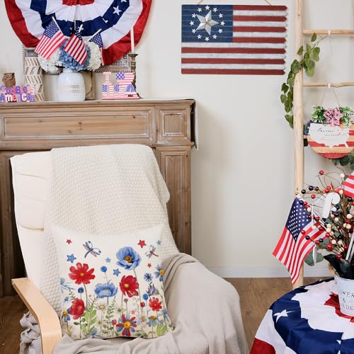 AACORS 4th of July Pillow Cover 18x18 Inch Patriotic Decor