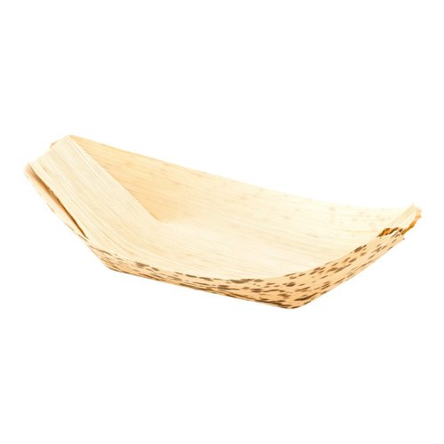 Restaurantware 7.25 Inch Disposable Bamboo Tableware 100 Bamboo Boats - Premium Round Natural Bamboo Premium Bamboo Plates Medium For Parties Or Catering