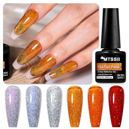 MTSSII Reflective Gel Polish Set Glitter Nail Kit with Base and Top Coat
