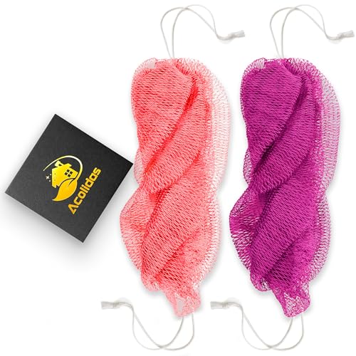 Acolidas African Net Sponge 2-Pack, 45 Inch Long Exfoliating Bath Net