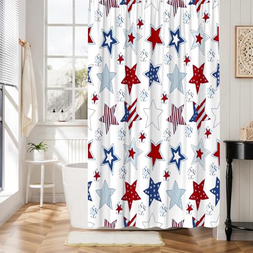 4th of July Shower Curtain 70x70 Inches - Patriotic Stars & Stripes