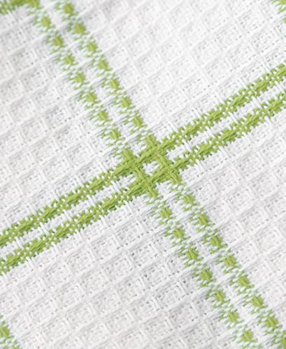 T-Fal 100% Cotton Waffle Dish Cloths, 12"x13" Kitchen Towels - Green, 8-Pack