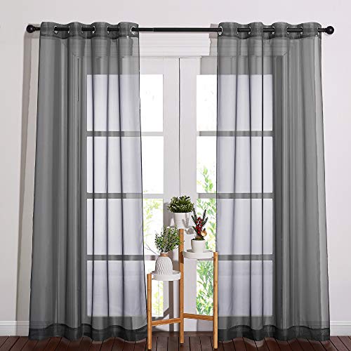 NICETOWN Dark Grey Sheer Curtains 54"W x 84"L - 2 Panel Grommet Drapes