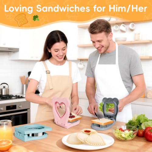 HINZER Crustless Sandwich Cutter and Sealer - Pink Bento Lunch Maker