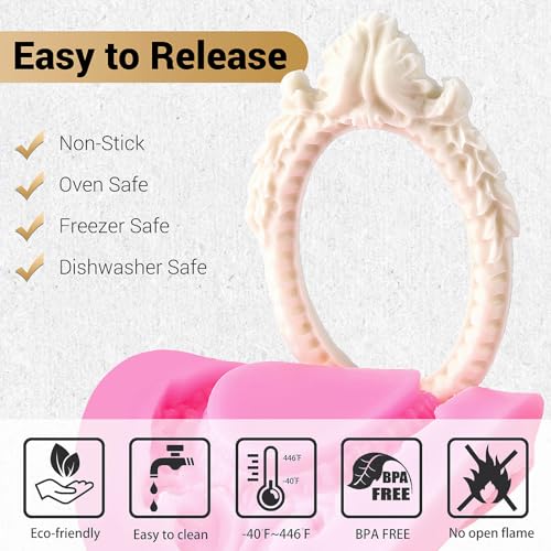 JOERSH Baroque Photo Frame Silicone Fondant Molds, 4-Piece Set