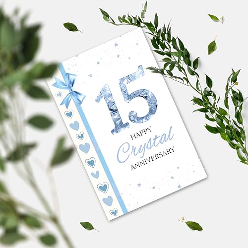 15th Anniversary Card for Wife & Husband - Romantic Keepsake