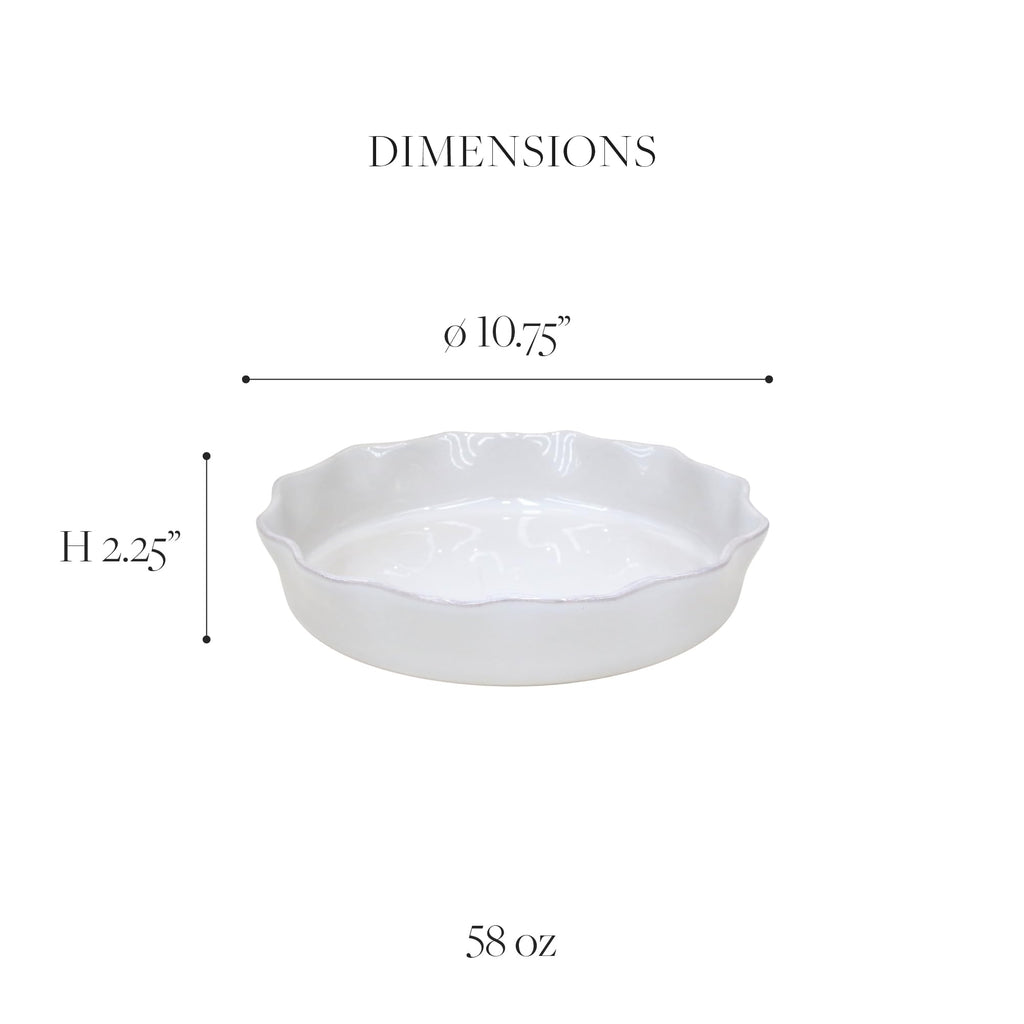 Casafina Ceramic Stoneware 11" Pie Dish - Cook & Host Collection, White | Microwave & Dishwasher Safe Dinnerware | Food Safe Glazing | Restaurant Quality Serveware