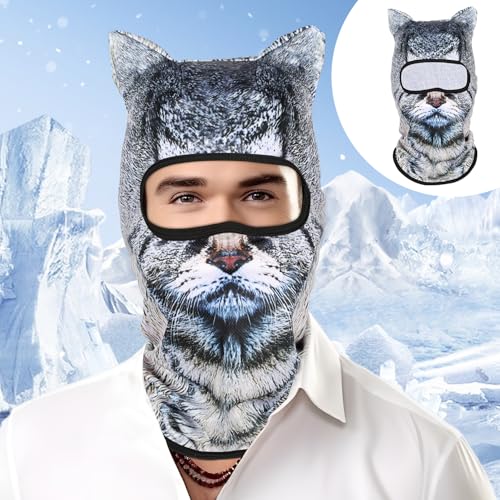 3D Cat Ski Balaclava Sheisty Face Mask,with Ears for Music Festivals,Raves Ski Halloween Party Outdoor Activities Cat Style