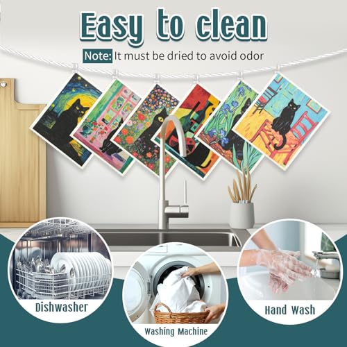 Swedish Dishcloths 6-Pack: Reusable Biodegradable Kitchen Cleaning Towels