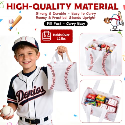 Soarvita 12 Pack Baseball Goodie Bags - Reusable Party Favor Bags