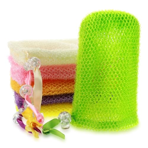 Abeillo 6 Pack Mesh Soap Bags Exfoliating Bar Soap Pouches with Drawstring