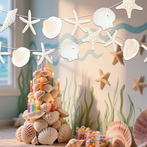 3-Piece Coastal Seashell & Starfish Hanging Banner Set for Beach Party