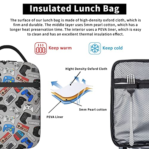 Insulated Video Game Controller Lunch Bag for School, Work, and Travel