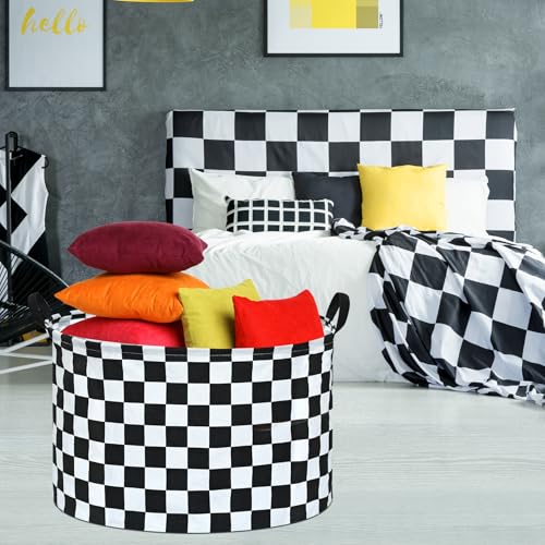 MAIZMZ Checkered Extra Large 80L Kids Laundry Basket Waterproof Collapsible Toy Organizer