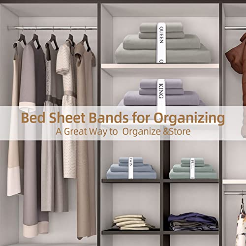 Twin Bed Sheet Organizer Bands 4 Pack - Elastic Linen Closet Storage Keepers