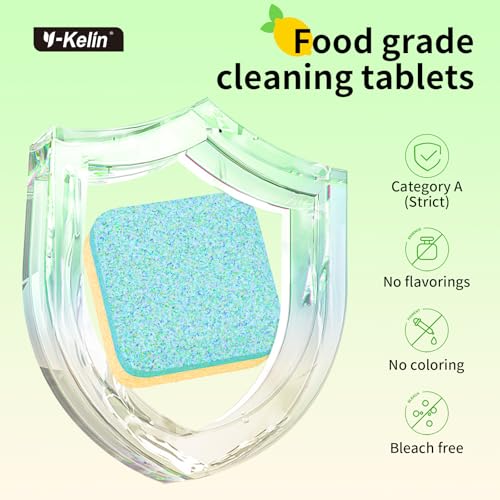 Y-Kelin Dishwasher Cleaner & Deodorizer Tablets - 24 Pack, Lemon Scent