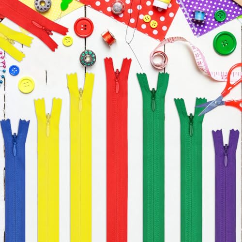 DOITEM 22-Inch Multicolor Nylon Coil Zippers for Sewing (5 Pack)