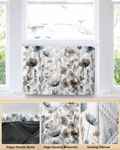 Falaniique 28x20x3.5 Watercolor Floral Indoor AC Cover with Double Insulation, Waterproof & Adjustable - Saddlebrown