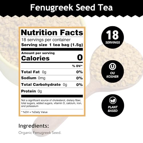 Organic Fenugreek Seed Tea - Caffeine-Free Herbal Tea, 18 Bags