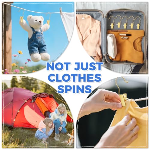 Eunhdet 10 Pack Gold Clip Hangers for Closet with Hooks & Anti-Slip Design