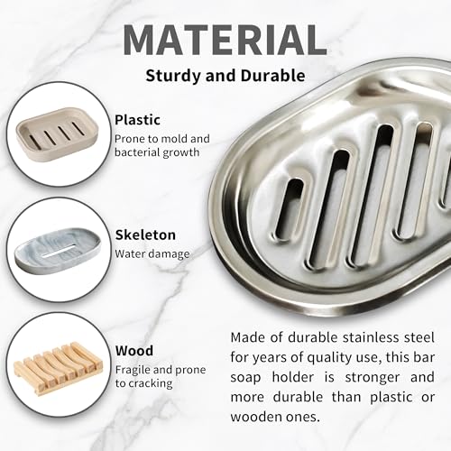 Stainless Steel Soap Holder - Durable, Anti-Rust Dish for Kitchen