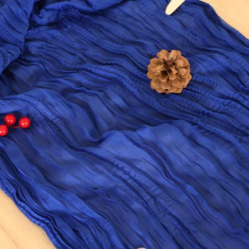 Royal Blue Cheesecloth Table Runner 120 Inch - Boho Wedding Decor, 3 Pack