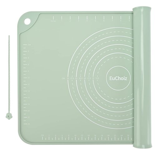 EuChoiz Silicone Pastry Mat 28"*20" Extra Thick Non Stick Baking Mat Food Grade Silicone Dough Rolling Bake Mat with Edge Heightening Green