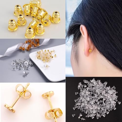 Wullina Hypoallergenic Silicone Earring Backs - 100PCS Clear Replacement for Studs
