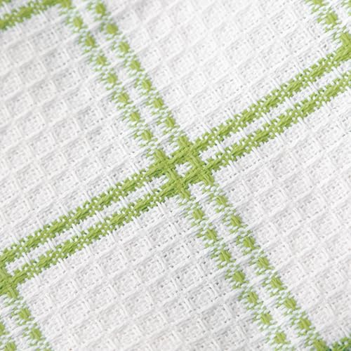 T-Fal 100% Cotton Waffle Dish Cloths - 12"x13" Absorbent Towels, Green (12-Pack)
