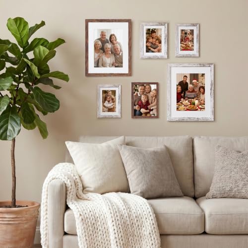 Fixwal 5x7 Distressed White Picture Frame - MDF with Plexiglass
