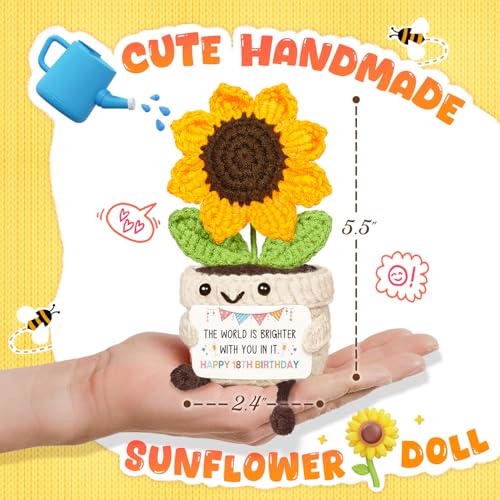 Handmade Sunflower Crochet 18th Birthday Gift for Girls