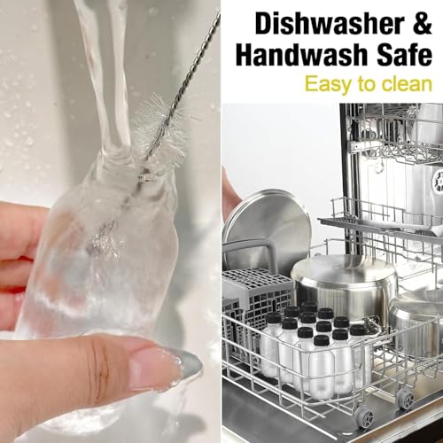 12-Pack 2oz Transparent Glass Bottles with Lids - Leakproof