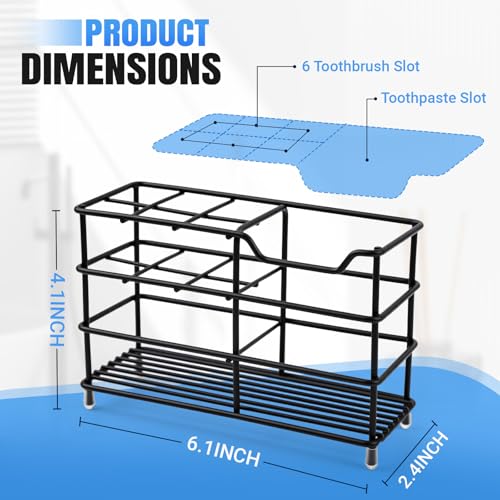 Stainless Steel Bathroom Toothbrush Holder with 4 Slots - Rustproof Organizer for Kids & Adults