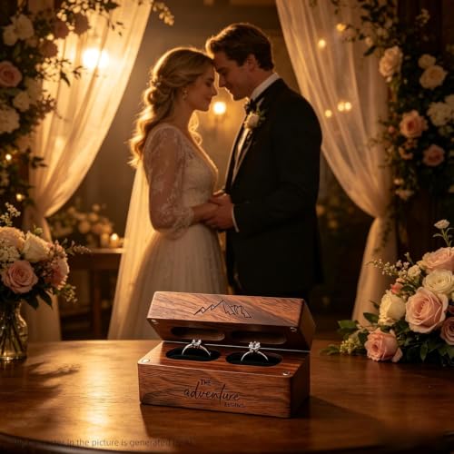 Handmade Walnut Wood Ring Box with Magnetic Lid - Wedding Keepsake Holder