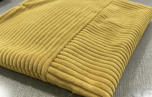 Bliss & Rest Yellow Corduroy Throw Pillow Covers Set of 2 - 18x18 Inch Geometric Design