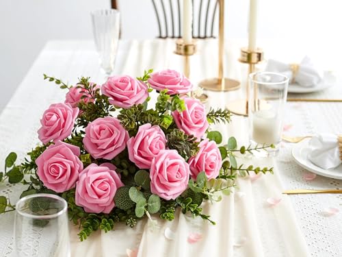 Pink Foam Roses - 16Pcs Artificial Flowers for DIY Decor