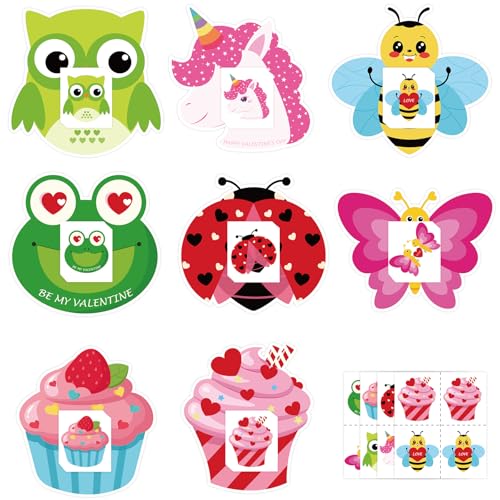 48PCS Kids Valentine's Day Cards with Envelopes & Stickers - Animal Designs