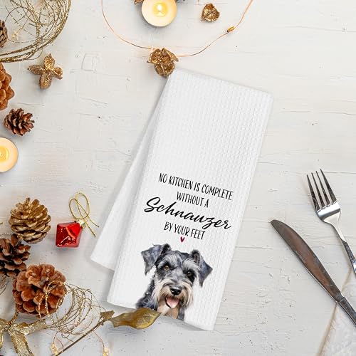 Funny Schnauzer Kitchen Towel - 16x24 Inch Microfiber Gift for Dog Moms