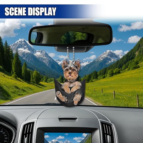 Yorkshire Terrier Car Rearview Mirror Charm - Cute Acrylic Pendant