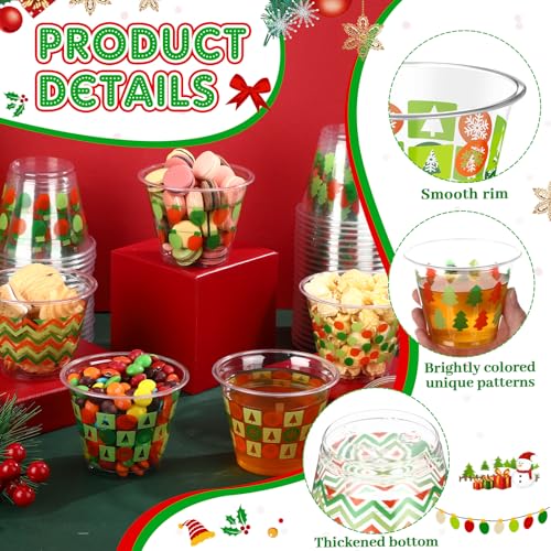 Christmas Theme Disposable Plastic Cups 9 oz - 100 Pack, Classic Style
