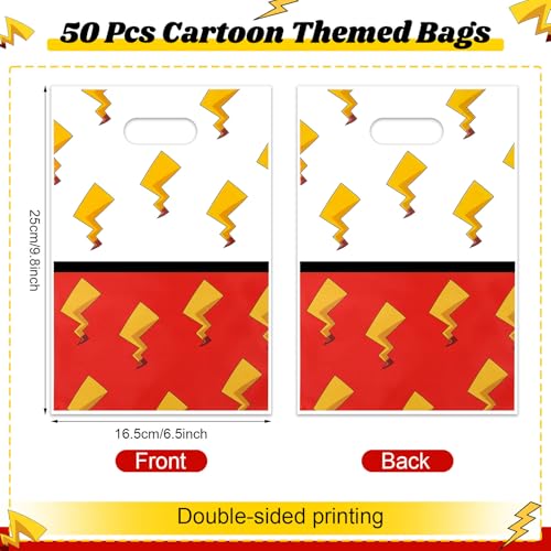 50 Pcs Cartoon Birthday Gift Bags - Red & White Party Favor