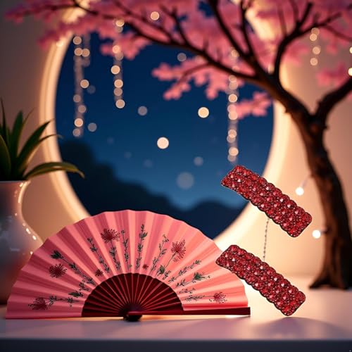 SelHeng Red Rhinestone Hair Clips Set of 4 Luxury Korean Hair Barrettes