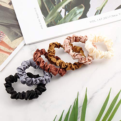 WILLBOND Small Satin Scrunchies 12 Pcs Bulk Silk Hair Ties Multicolor