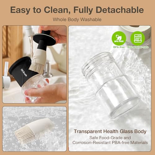 YARRAMATE 300ml Oil Dispenser with Brush - BPA-Free Glass & Silicone