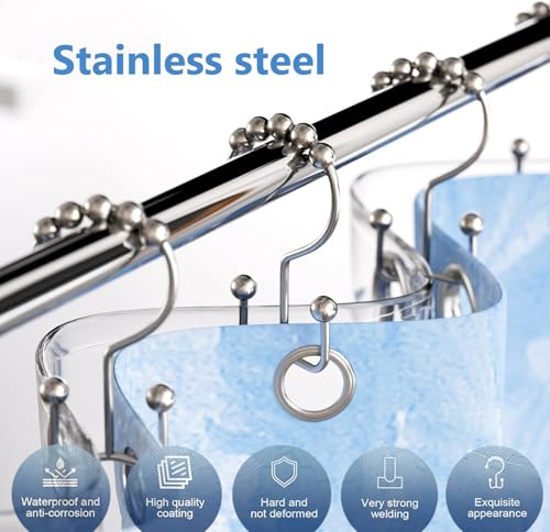 12PCS Rust-Proof Stainless Steel Shower Curtain Rings - Smooth Gliding