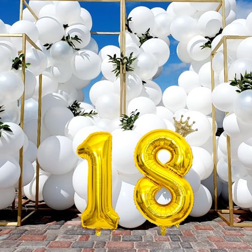 32 Inch Gold Number 14 Crown Balloon Set for 14th Birthday Party and Anniversary