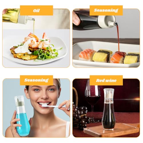 Clear Mouthwash Dispenser - 8.8 oz Refillable Glass Bottle with Cup