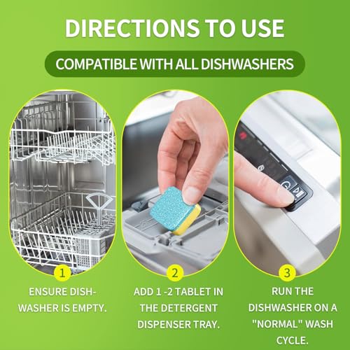 NATRUTH Lemon Dishwasher Cleaner Tablets - 30 Pack, Deep Cleaning & Odor Neutralizing