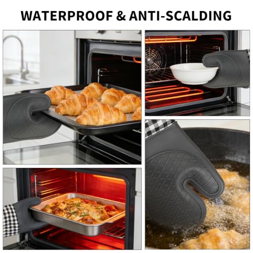 Tifanso 4PCS Silicone Oven Mitts & Pot Holders - Heat Resistant, Non-Slip Grip